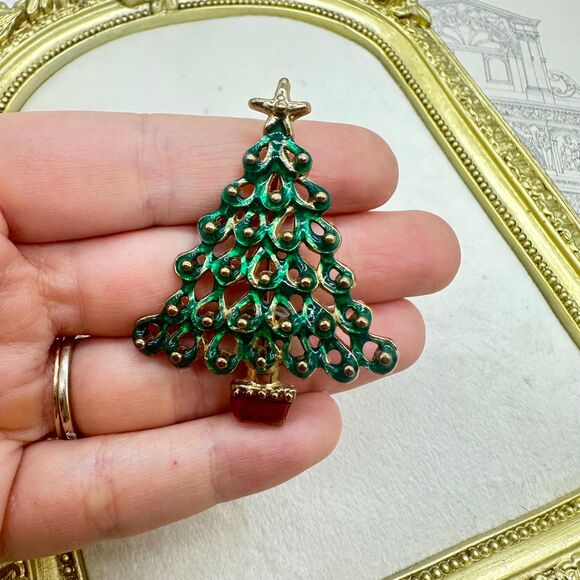 Vintage Jewelry Christmas Tree Brooch Pin - Picture 3 of 4